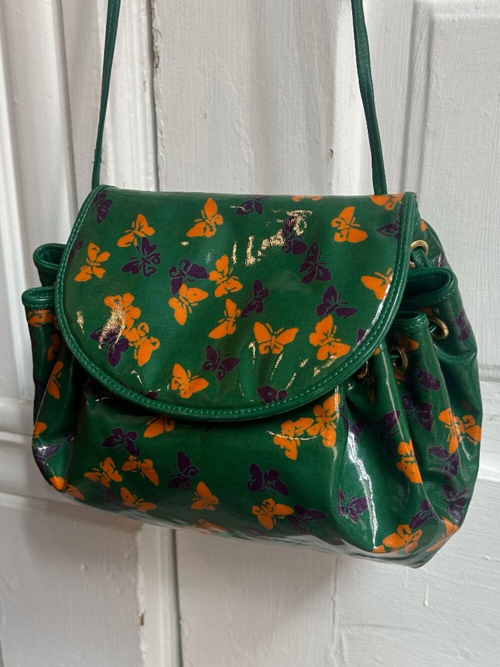 RARE Vintage Bottega Veneta Butterfly Bag Green Orange Purple Mint Shoulder Bag - Picture 7 of 10